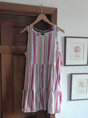 GAP Striped Sleeveless Mini Dress in Pink, Blue, Yellow, White